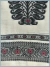Authentic Handloom Pure Cotton White Tant Saree - Black & Red Buti - Image 5