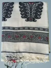 Authentic Handloom Pure Cotton White Tant Saree - Black & Red Buti - Image 6