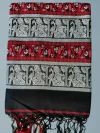 Handloom Pure Cotton Black Baluchari Saree - White & Red Buti - Image 7