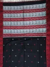 Handloom Pure Cotton Black Baluchari Saree - White & Red Buti - Image 4