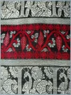 Handloom Pure Cotton Black Baluchari Saree - White & Red Buti - Image 6