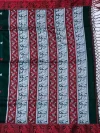Handloom Pure Cotton Green Baluchari Saree - White & Red Buti - Image 4