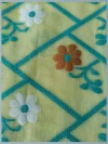 Handloom Pure Cotton Lemon Yellow Jamdani Saree - Turquoise, white & light coffee buti - Image 5