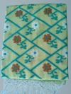 Handloom Pure Cotton Lemon Yellow Jamdani Saree - Turquoise, white & light coffee buti - Image 6