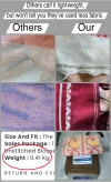 Handloom Pure Cotton Light Peach Dhakai Jamdani Saree - Green, Golden & Red Buti - Image 8