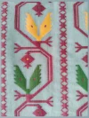 Handloom Pure Cotton Light Peach Dhakai Jamdani Saree - Green, Golden & Red Buti - Image 5