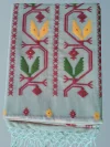 Handloom Pure Cotton Light Peach Dhakai Jamdani Saree - Green, Golden & Red Buti - Image 6