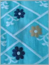 Handloom Pure Cotton Light Sky Blue Jamdani Saree - Golden, Blue & White Buti - Image 5