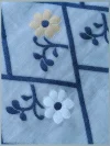 Handloom Pure Cotton Slate Gray Jamdani Saree - Golden, White & Blue Buti - Image 5