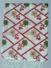 Handloom Pure Cotton White Jamdani Saree - Green, Red & Light Golden Buti - Image 6