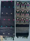 Handloom Pure Mercerised Cotton Black Tant Saree - Turquoise, Magenta, Light Golden Buti - Image 8