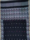 Handloom Pure Mercerised Cotton Black Tant Saree - White, Light Golden & Magenta Buti - Image 5