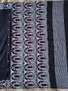 Handloom Pure Mercerised Cotton Black Tant Saree - White, Light Golden & Magenta Buti - Image 6