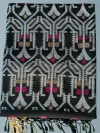 Handloom Pure Mercerised Cotton Black Tant Saree - White, Light Golden & Magenta Buti - Image 8