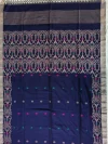 Handloom Pure Mercerised Cotton Deep Blue Tant Saree - Turquoise, Magenta, Light Golden Buti - Image 5