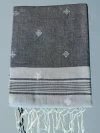 Khadi Cotton Ash Gray Saree - White Buti - Image 4