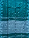 Khadi Cotton Buti Dark Turquoise Saree - White Buti - Image 3