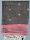 Khadi Cotton Salmon Pink Saree - White Buti - Image 5