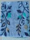 Pure Cotton Slate Gray Modern Jamdani Saree - Golden, Turquoise & White Buti - Image 5