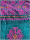 Handloom Lata Design Pure Cotton Cadet Blue Saree - Magenta & Orange Buti - Image 5