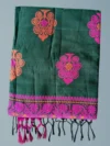 Handloom Lata Design Pure Cotton Forest Green Saree - Magenta & Orange Buti - Image 7