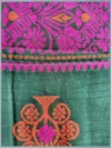Handloom Lata Design Pure Cotton Forest Green Saree - Magenta & Orange Buti - Image 5