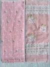 Handloom Pure Cotton Baby Pink Jamdani Saree - White, Golden & Green Buti - Image 7