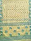 Handloom Pure Cotton Lemon Yellow Jamdani Saree - Turquoise, White & Coffee Buti - Image 4
