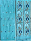 Handloom Pure Cotton Turquoise Dhakai Jamdani Saree - Coffee, Blue & White Buti - Image 7