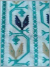 Handloom Pure Cotton White Dhakai Jamdani Saree - Turquoise, Golden & Deep Blue Buti - Image 5