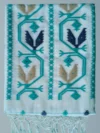 Handloom Pure Cotton White Dhakai Jamdani Saree - Turquoise, Golden & Deep Blue Buti - Image 6