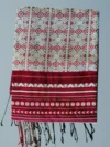 Handloom Shiny Cotton Burnt Maroon Saree - White & Red Buti - Image 6