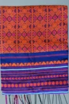 Handloom Shiny Cotton Deep Blue Saree - Orange & Magenta Buti - Image 6