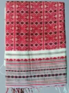 Handloom Shiny Cotton White Saree - Black & Red Buti - Image 6