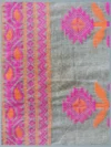Handloom Soft Cotton Slate Gray Tant Saree - Magenta & Orange Buti - Image 5