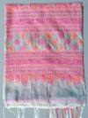 Handloom Soft Cotton Slate Gray Tant Saree - Magenta & Orange Buti - Image 6