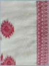Handloom Soft Cotton White Tant Saree - Red Buti - Image 5