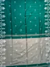 Khadi Cotton Dark Turquoise Saree - White Buti - Image 3