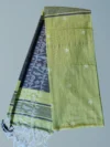 Khadi Cotton Pear Green Saree - White Buti - Image 6
