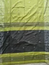 Khadi Cotton Pear Green Saree - White Buti - Image 3