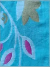Pure Cotton Aqua Blue Modern Jamdani Saree - Golden, Magenta & Black Buti - Image 4