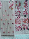 Pure Cotton Light Peach Modern Jamdani Saree - Red, White, Black & Light Coffee Buti - Image 6