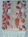 Pure Cotton Light Peach Modern Jamdani Saree - Red, White, Black & Light Coffee Buti - Image 5