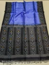 Pure Tussar Silk Ikkat Soft Jamdani Saree - Royal Blue & Black - Image 3