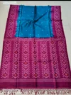 Pure Tussar Silk Ikkat Soft Jamdani Saree - Sapphire Blue & Magenta - Image 3